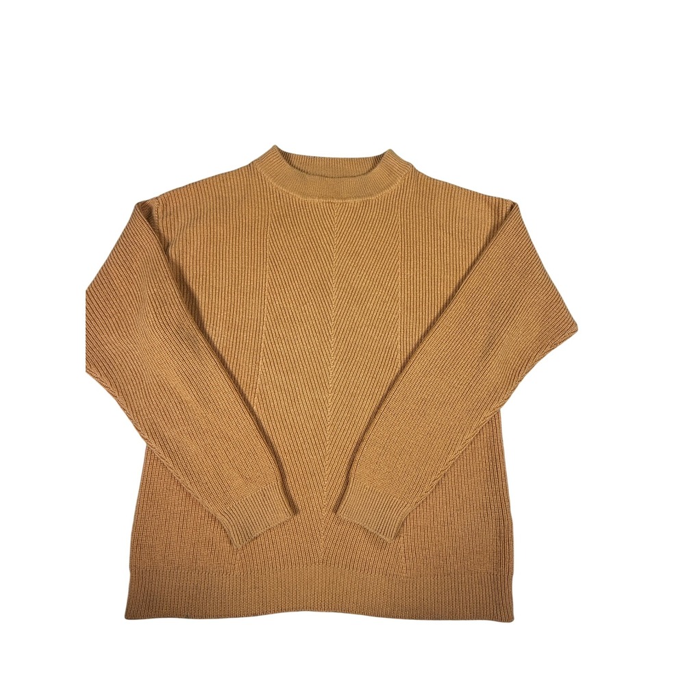 Rita Row Sweater Womens Large Orange 100% Merino Wool Mock Neck Made in Spain